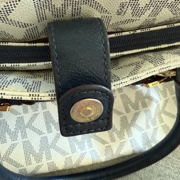 Michael Kors MK Monogram Satchel with Chain Strap Detail - Picture 7 of 12